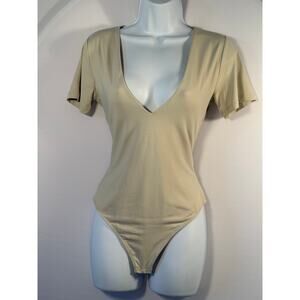 House Of Harlow Nude VNeck Bodysuit